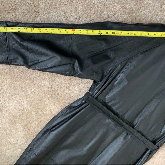 Full length Adolfo leather coat with opossum collar - Picture 9 of 14